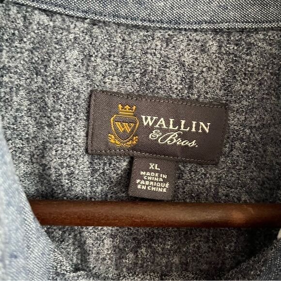 Men's Wallin & Bros Blue Grey Soft Button Down Shirt - Picture 7 of 7